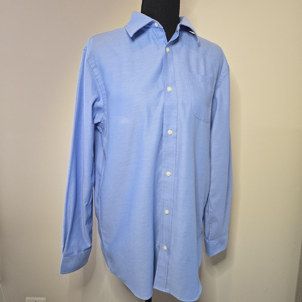 Cat & Jack Button Down Shirt Kids XL 14 Husky Blue Excellent Herringbone Dress